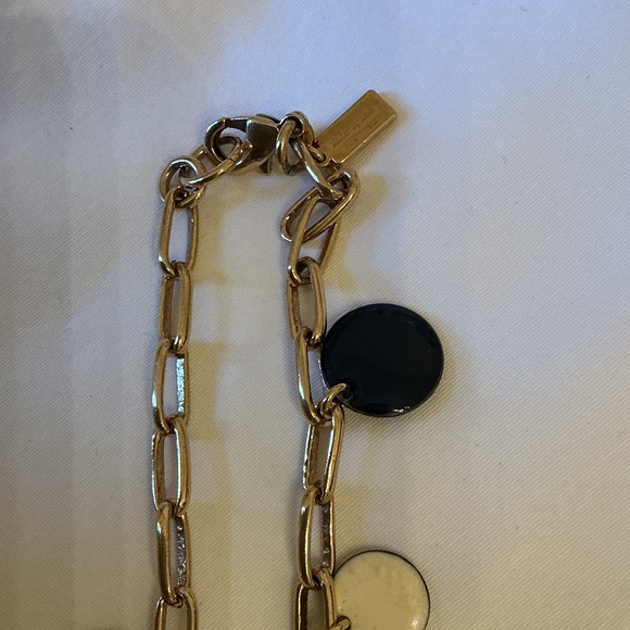 kate spade gold-tone necklace with navy blue and cream enamel discs - Picture 2 of 5